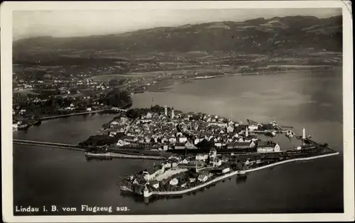 Ak Lindau am Bodensee Schwaben, Fliegeraufnahme