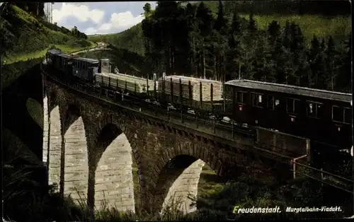 Ak Freudenstadt im Nordschwarzwald, Murgtalbahn Viadukt