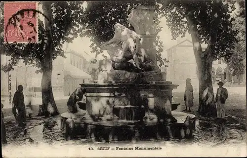 Ak Setif Algerien, Fontaine Monumentale