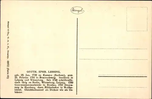 Ak Dichter Gotthold Ephraim Lessing, Portrait
