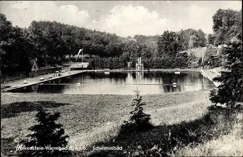 Ak Warmbad Wolkenstein im Erzgebirge, Schwimmbad