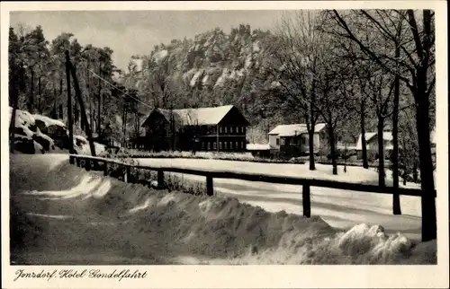 Ak Jonsdorf in Sachsen, Hotel Gondelfahrt, Winter