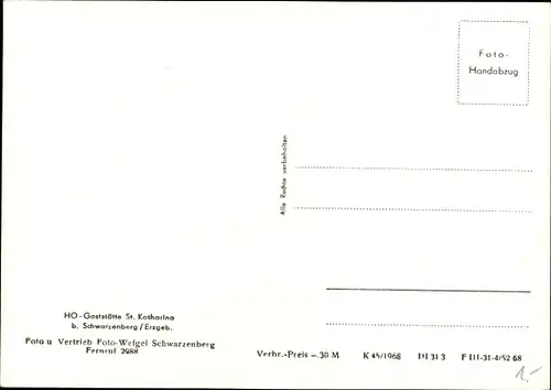 Ak Schwarzenberg im Erzgebirge Sachsen, HO Gaststätte St. Katharina