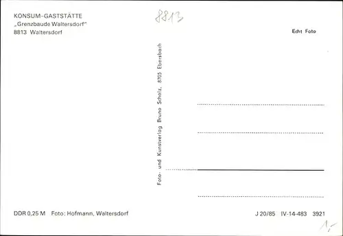 Ak Waltersdorf Großschönau in der Oberlausitz, Konsum-Gaststätte Grenzbaude Waltersdorf