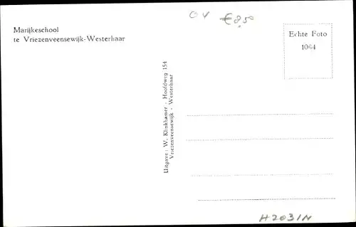 Ak Westerhaar Vriezenveensewijk Overijssel, Marijkeschool