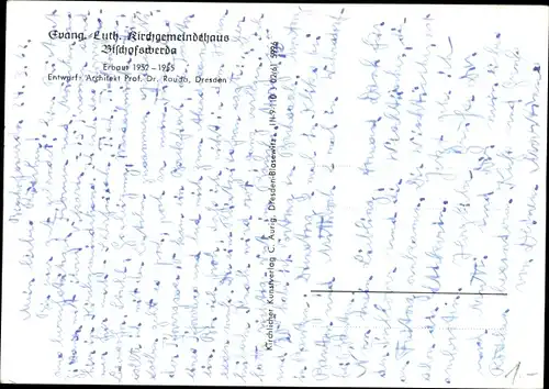 Künstler Ak Bischofswerda in Sachsen, Ev.-Luth. Kirchgemeindehaus, erbaut 1952-1955