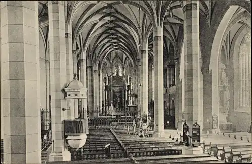 Ak Bautzen in der Oberlausitz, Petrikirche, Innenansicht, Altar, Kanzel