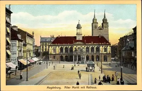 Ak Magdeburg an der Elbe, Alter Markt mit Rathaus