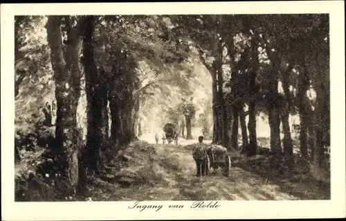 Ak Rolde Drenthe Niederlande, Ingang van Rolde, Waldweg