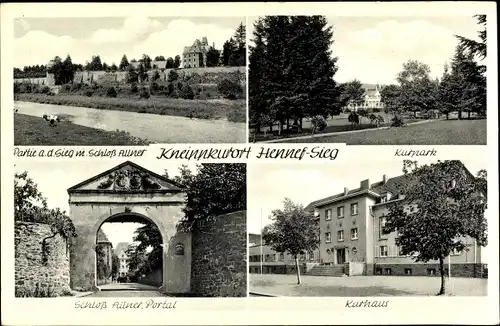 Ak Hennef an der Sieg, Schloss Allner, Kurpark, Kurhaus, Portal z. Schloss