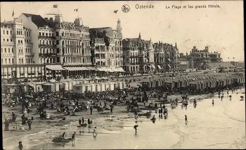 Ak Ostende Westflandern, La Plage, Les Grands Hotels