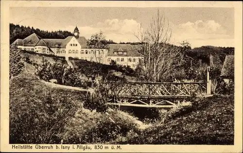 Ak Isny im Allgäu, Heilstätte Überruh, Fußgängerbrücke