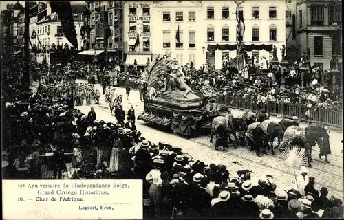 Ak Bruxelles Brüssel, 75e Anniversaire de l'Independance Belge, Char de l'Afrique