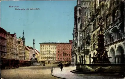 Ak München, Marienplatz und Mariensäule