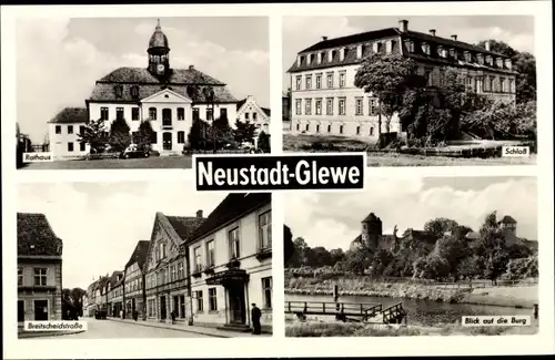 Ak Neustadt Glewe, Rathaus, Schloss, Breitscheidstraße, Burg