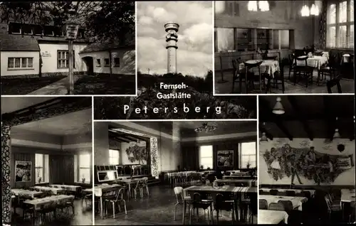 Ak Petersberg, HOG Fernsehgaststätte, Fernsehturm, Innenansicht