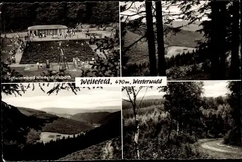 Ak Weitefeld im Westerwald, Schwimmbad Niederdreisbach, Rudolf Stein Privat-Pension