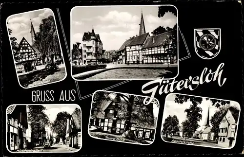 Ak Gütersloh in Westfalen, Apostelkirche, Meiers Mühle, Münsterstraße, Kirchplatz