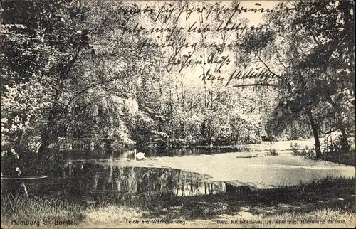 Ak Hamburg Groß Borstel, Teich am Warnickerweg