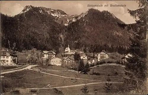 Ak Birkenstein Fischbachau in Oberbayern, Ortsansicht mit Breitenstein