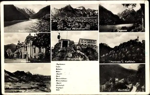 Ak Bad Reichenhall in Oberbayern, Thumsee, Pankratz, Karlstein, Mauthäusl, Kurhaus, Predigtstuhl