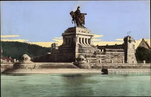 Ak Koblenz am Rhein, Kaiser Wilhelm I. Denkmal, Deutsches Eck