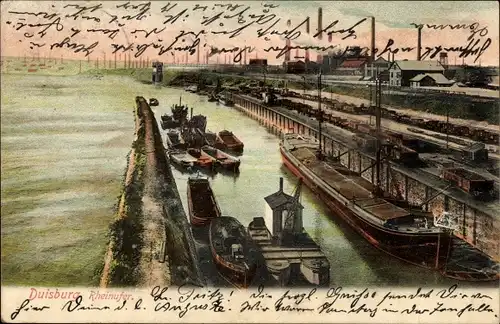 Ak Duisburg im Ruhrgebiet, Rheinufer