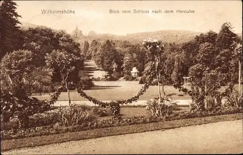 Ak Bad Wilhelmshöhe Kassel in Hessen, Blick vom Schloss nach dem Herkules