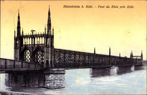 Ak Kehl am Rhein, Rheinbrücke