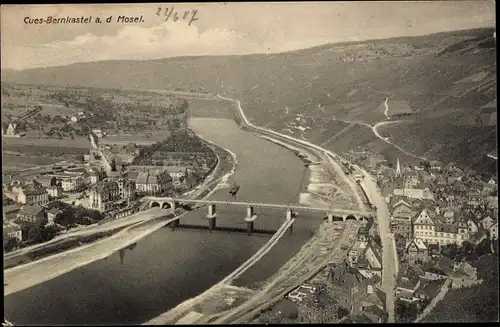 Ak Bernkastel Kues an der Mosel, Panorama