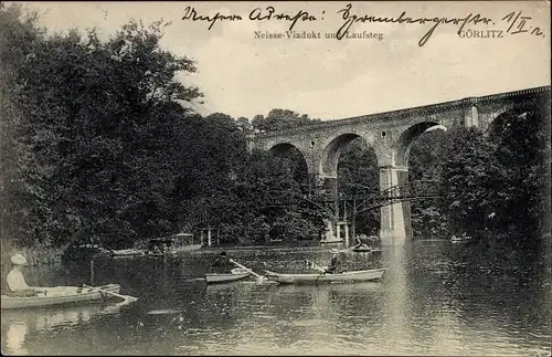 Ak Görlitz in der Lausitz, Neisse-Viadukt und Laufsteg