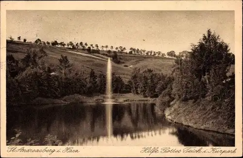 Ak Sankt Andreasberg Braunlage im Oberharz, Hilfe Gottes Teich im Kurpark