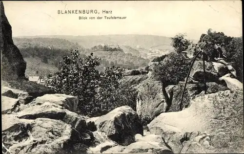 Ak Blankenburg am Harz, Blick von der Teufelsmauer