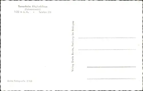 Ak Altglashütten Feldberg im Schwarzwald, Turnerheim im Schnee