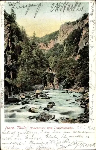 Ak Thale im Harz, Bodetal, Teufelsbrücke