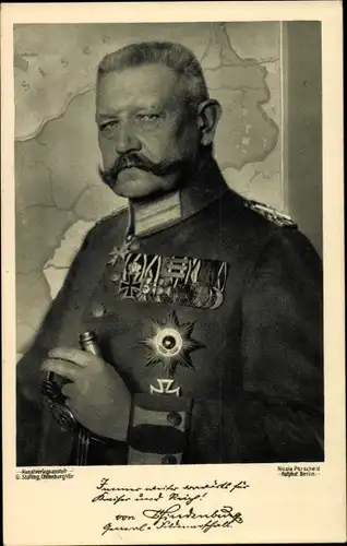 Ak Generalfeldmarschall Paul von Hindenburg, Portrait