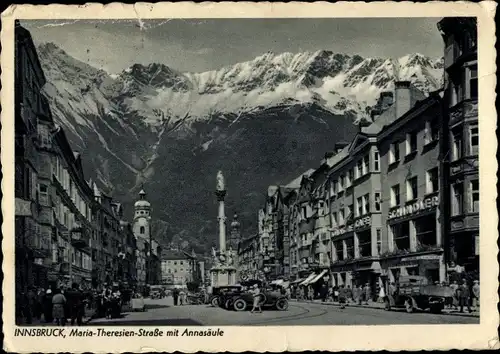 Ak Innsbruck in Tirol, Maria Theresien Straße mit Annasäule