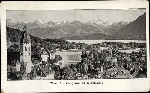 Ak Thun Kanton Bern Schweiz, La Jungfrau et Blumisalp