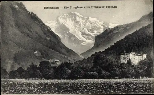 Ak Interlaken Kanton Bern Schweiz, Jungfrau vom Höheweg gesehen