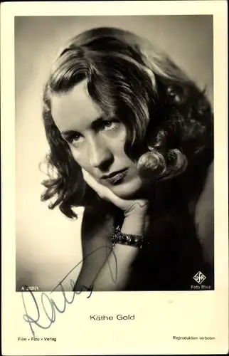 Ak Schauspielerin Käthe Gold, Portrait, UFA Film A 3631 1, Autogramm