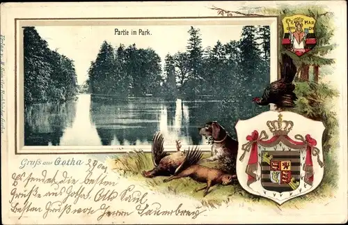 Präge Wappen Ak Gotha in Thüringen, im Park