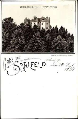 Vorläufer Litho Saalfeld an der Saale Thüringen, Schlösschen Kitzerstein