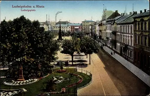 Ak Ludwigshafen am Rhein, Ludwigsplatz, Häuser, Garten