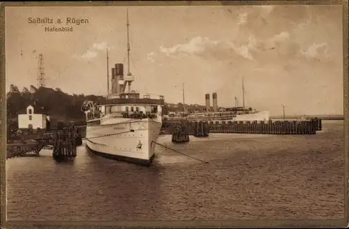 Ak Sassnitz auf Rügen, Hafen, Dampfer