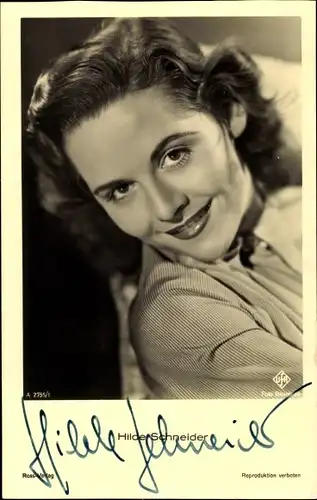 Ak Schauspielerin Hilde Schneider, Portrait, Ross Verlag A 2755 1, Autogramm