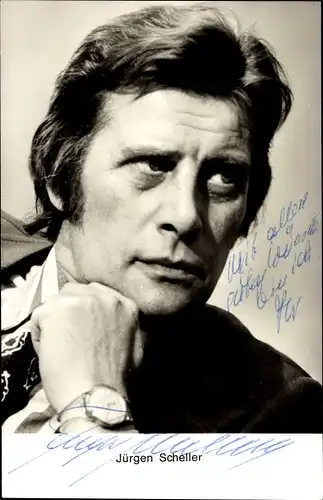 Ak Schauspieler Jürgen Scheller, Portrait, Autogramm, Armbanduhr