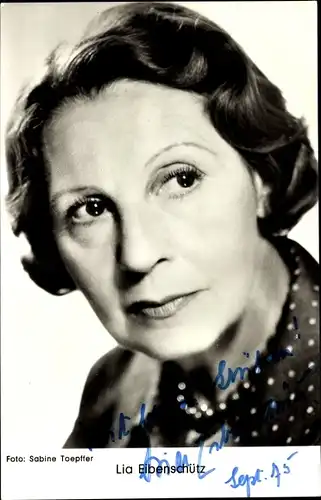 Ak Schauspielerin Lia Eibenschütz, Portrait, Autogramm