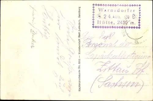 Ak Krimml in Salzburg, Warnsdorfer Hütte