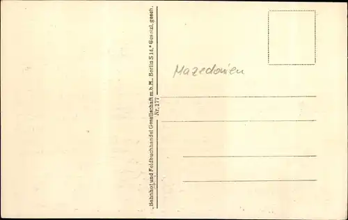 Ak Mazedonien, Rast einer Proviant- und Munitionskolonne in Tälern