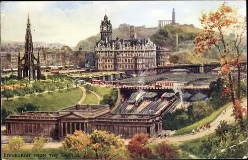 Künstler Ak Edinburgh Schottland, Panorama from the Castle